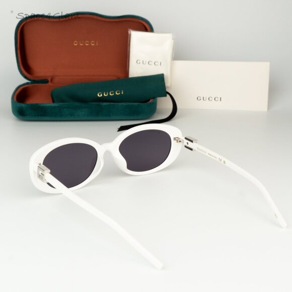 Gucci Women Sunglasses White Grey Oval GG1684SA 006 BRAND NEW - Picture 8 of 8